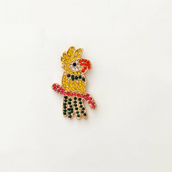 🦜Yellow Orange Crystal Cockatiel Perched Bird Feather Plume Boho 1.25" Earrings - Picture 2 of 3